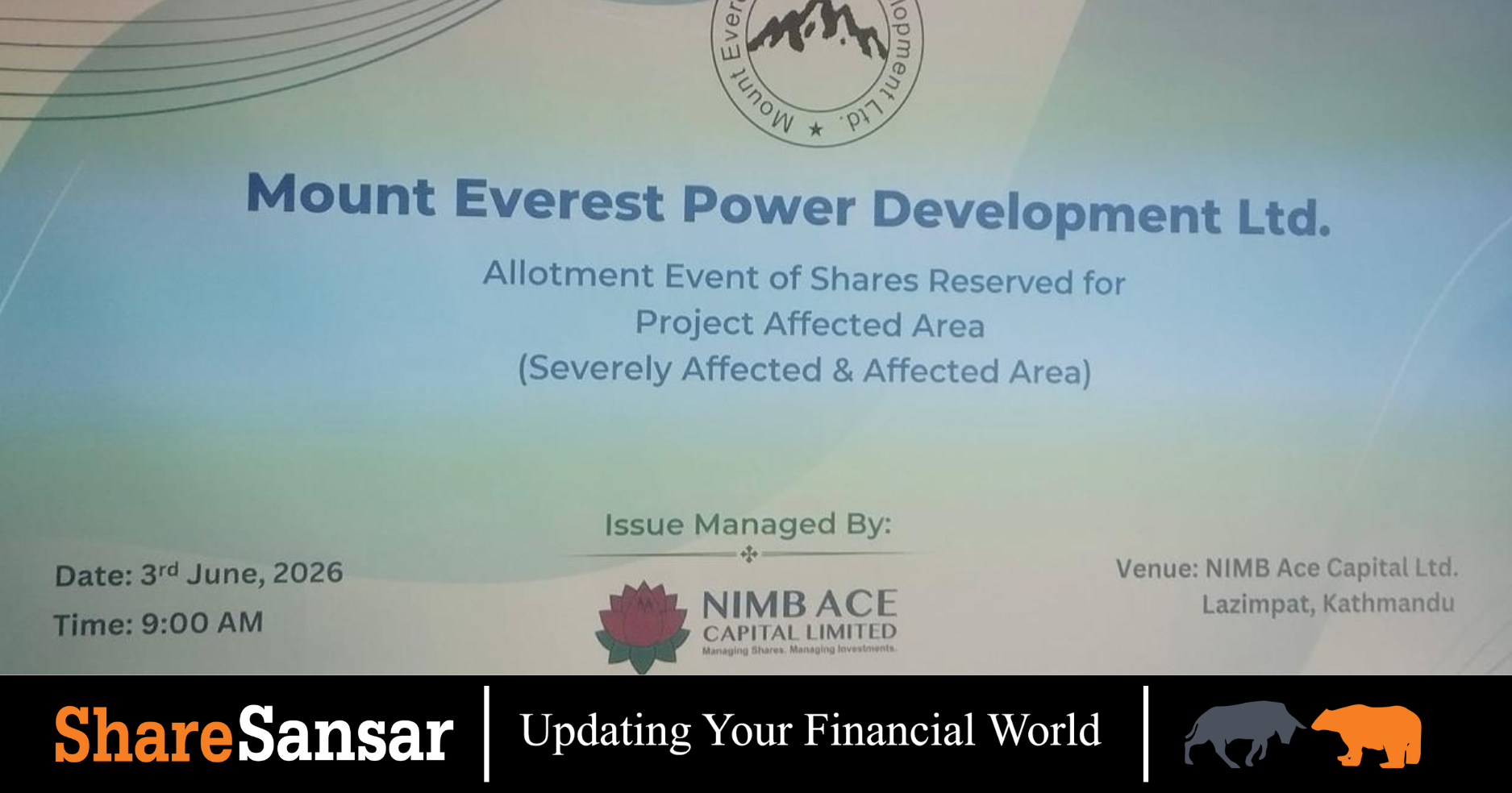 Mount Everest Power Development Limited Concludes IPO Allotment for Project-Affected Locals of Solukhumbhu on Today – |